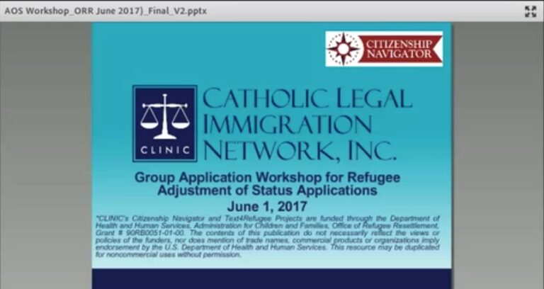 Group Application Workshop for Refugee Adjustment of Status Applications