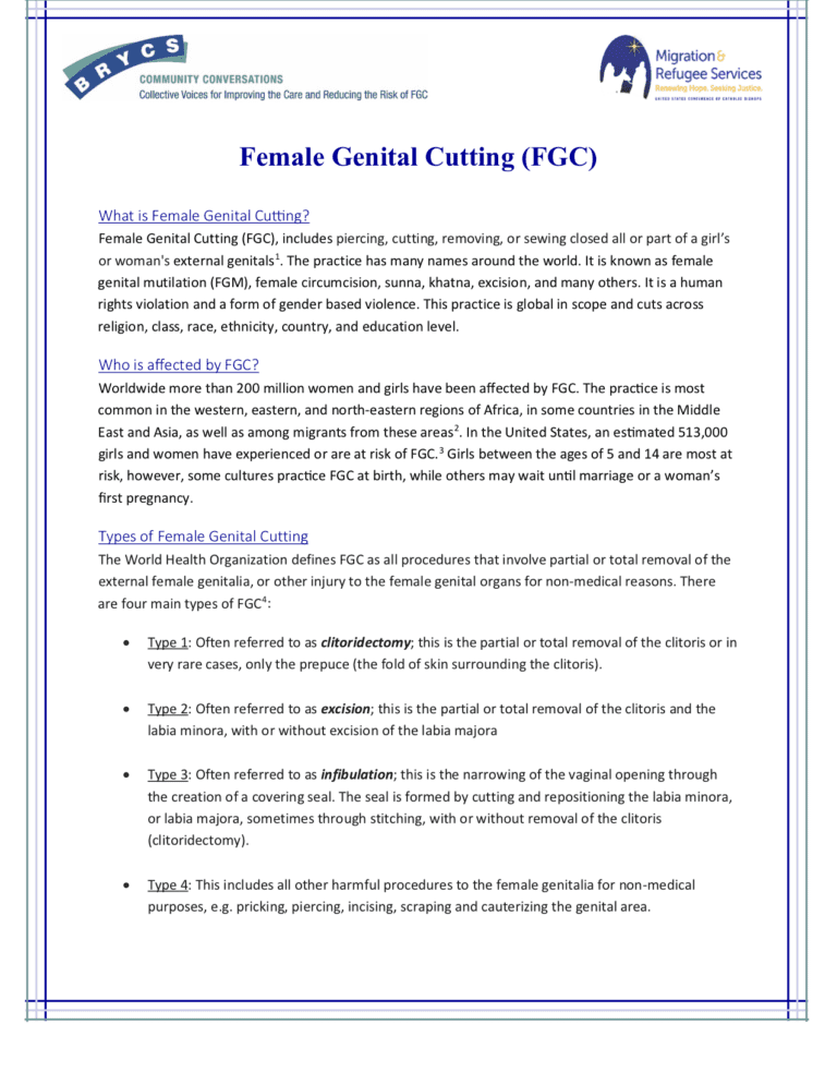 Female Genital Cutting (FGC) Backgrounder