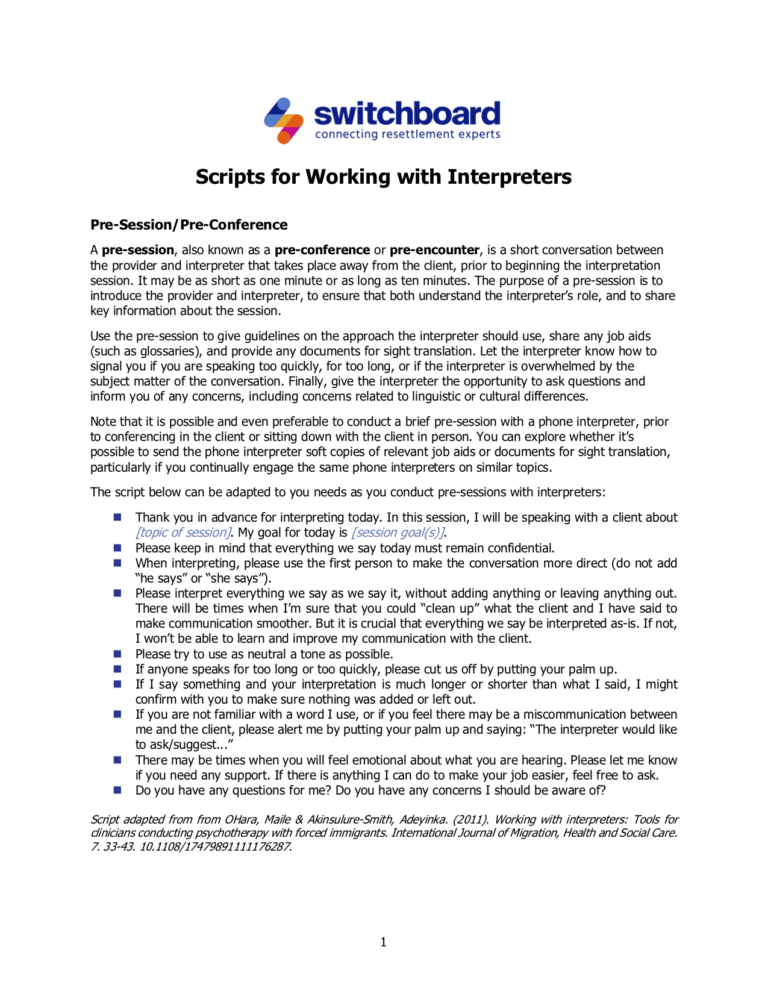 Scripts for Working with Interpreters