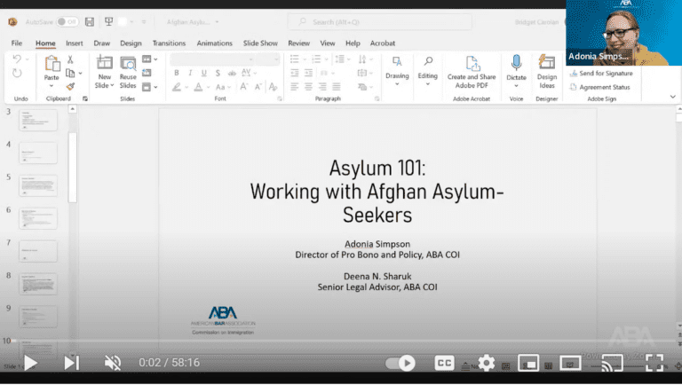 Asylum 101 for Representing Afghan Parolees