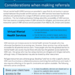 Virtual Mental Health Care for Refugee Newcomers: Considerations when making referrals