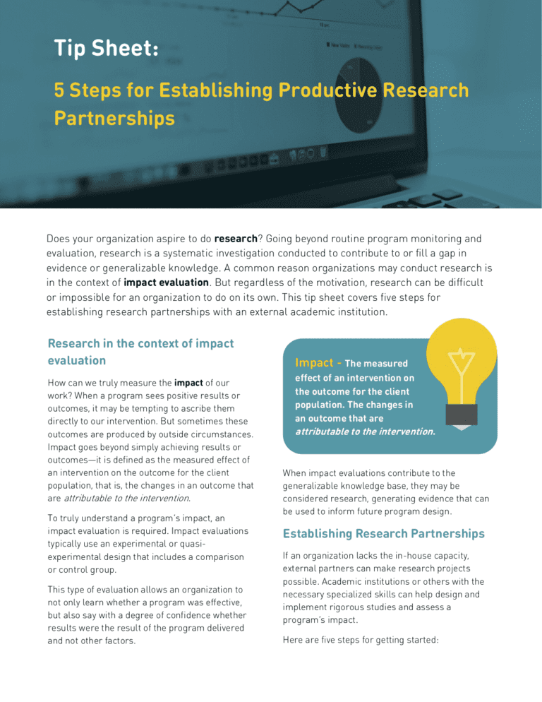 5 Steps for Establishing Productive Research Partnerships