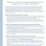 Employment Information Regarding Afghan Special Immigrant Visa (SIV) Holders and Parolees
