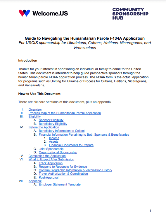 Guide to Navigating the Humanitarian Parole I134A Application for