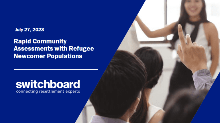Rapid Community Assessments with Refugee Newcomer Populations