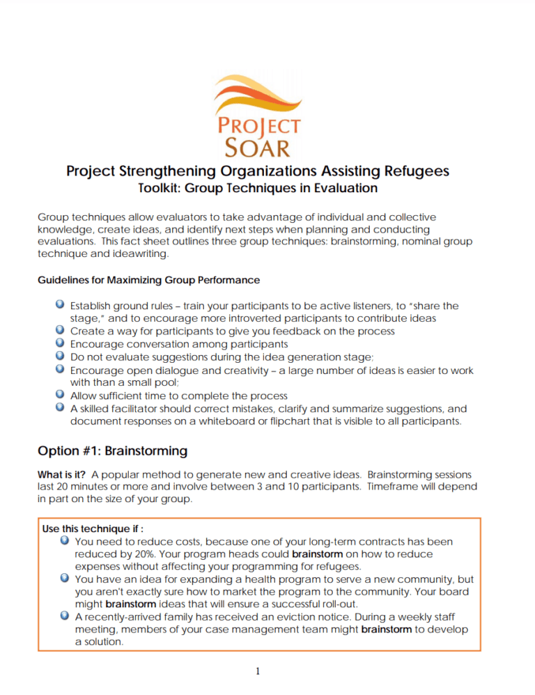 Group Techniques in Evaluation