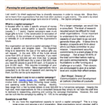 Planning for and Launching Capital Campaigns