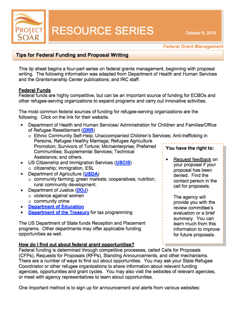 Federal Funding and Proposal Writing - Switchboard