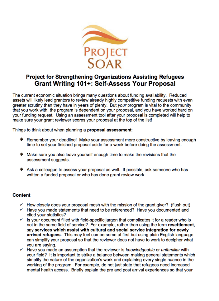 Grant Writing 101 – Self-Assess Your Proposal