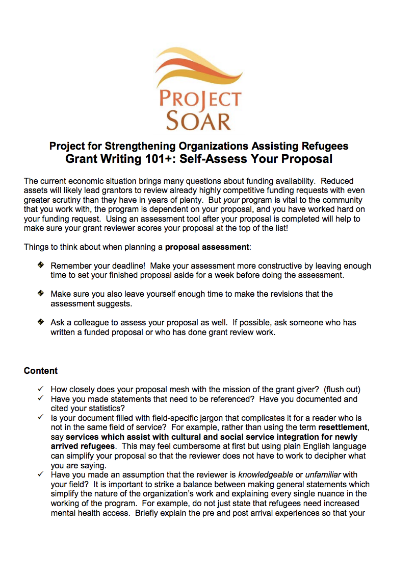 Grant Writing 101 - Self-Assess Your Proposal - Switchboard