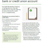Checklist for Opening a Bank or Credit Union Account