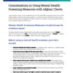 Considerations in Using Mental Health Screening Measures with Afghan Clients