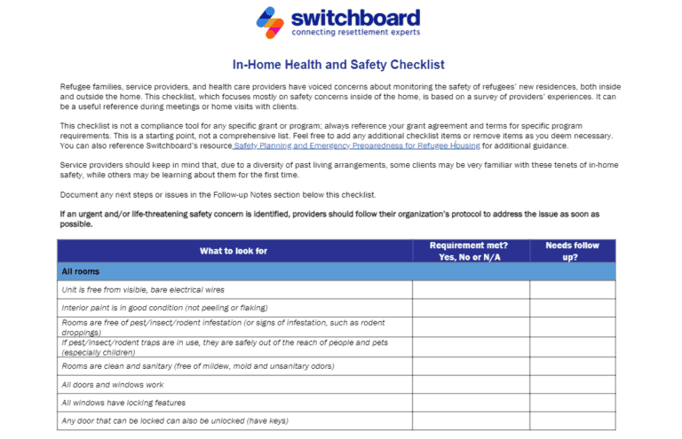 In-Home Health and Safety Checklist