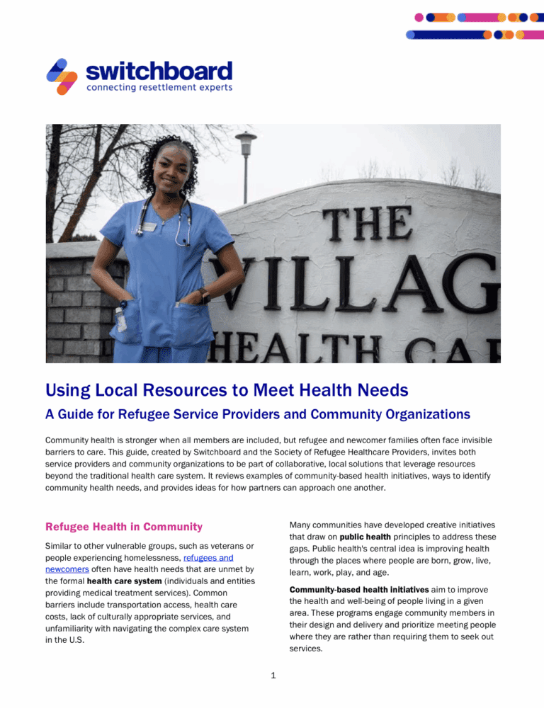 Using Local Resources to Meet Health Needs: A Guide for Refugee Service Providers and Community Organizations