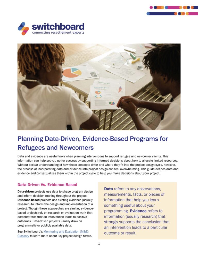 Planning Data-Driven, Evidence-Based Programs for Refugees and Newcomers