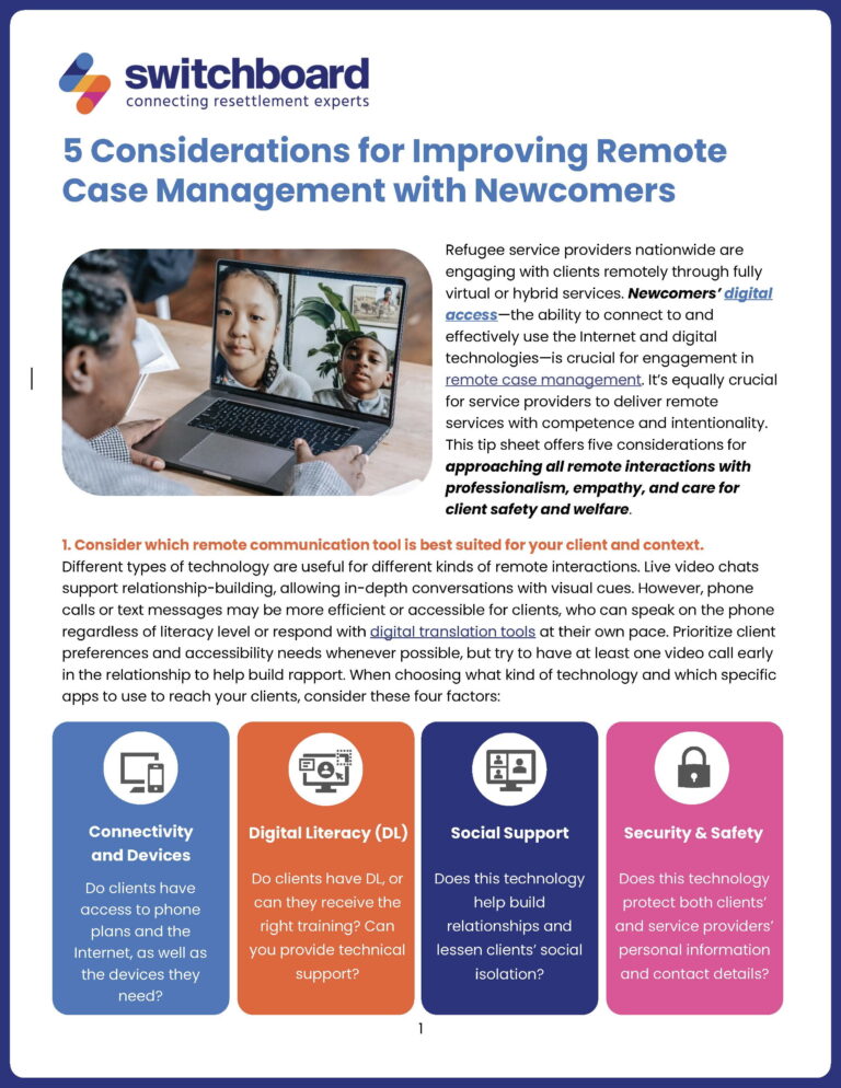 5 Considerations for Improving Remote Case Management with Newcomers