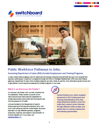 Public Workforce Pathways to Jobs: Accessing Department of Labor (DOL)-Funded Employment and Training Programs