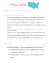 Talking Points for Those Who Welcome Refugees