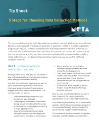 Tip Sheet- 5 Steps for Choosing Data Collection Methods