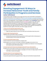 Written Resource_ 10 Ways to Increase Refugee and Newcomer Youth Participation in Programs and Services (Tip Sheet)_Page_1