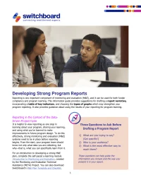 developing strong program report