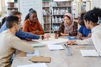 Group,Of,Multi-ethnic,Immigrant,Students,Attending,International,School,Lessons,Working