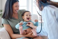 Mother,,Baby,And,Stethoscope,Of,Pediatrician,For,Healthcare,Consulting,,Check Mother,,Baby,And,Stethoscope,Of,Pediatrician,For,Healthcare,Consulting,,Check